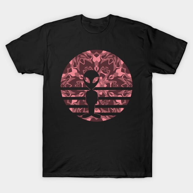 Encounters Kaleidoscope Pattern Exotic Alien Sunset Silhouette T-Shirt by Mazz M